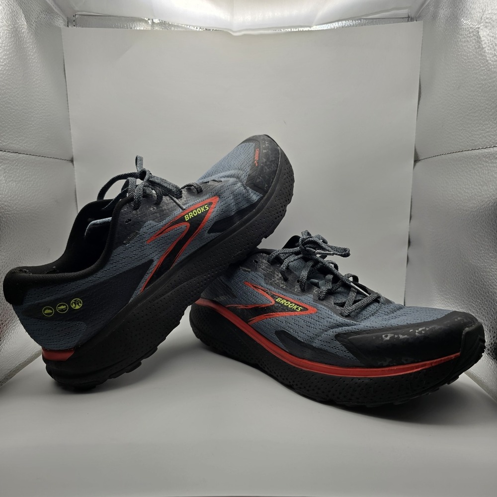 Brooks Divide 5 Trail Running Shoes Men's Gray Red Black Lace Athletic Size 12